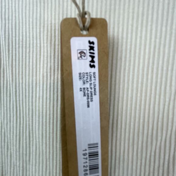 Skims Soft Lounge Slip Mini Dress Women 4X White Ribbed Spaghetti Strap Pullover - Picture 8 of 9